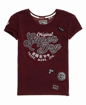 Superdry Faye Script Slim Boyfriend Női Pólók Bordó | COHNY5209